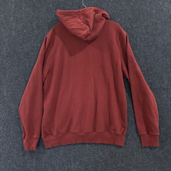 North Face Hoodie Men's Medium Burgundy Pullover Sweatshirt Outdoor Logo Fleece - Picture 3 of 9